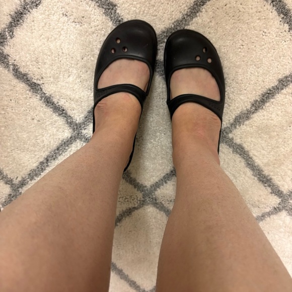 Croc Frances Mary Jane Wedge Shoes Mules Slip On Black Heels Women’s 8 - Picture 9 of 9